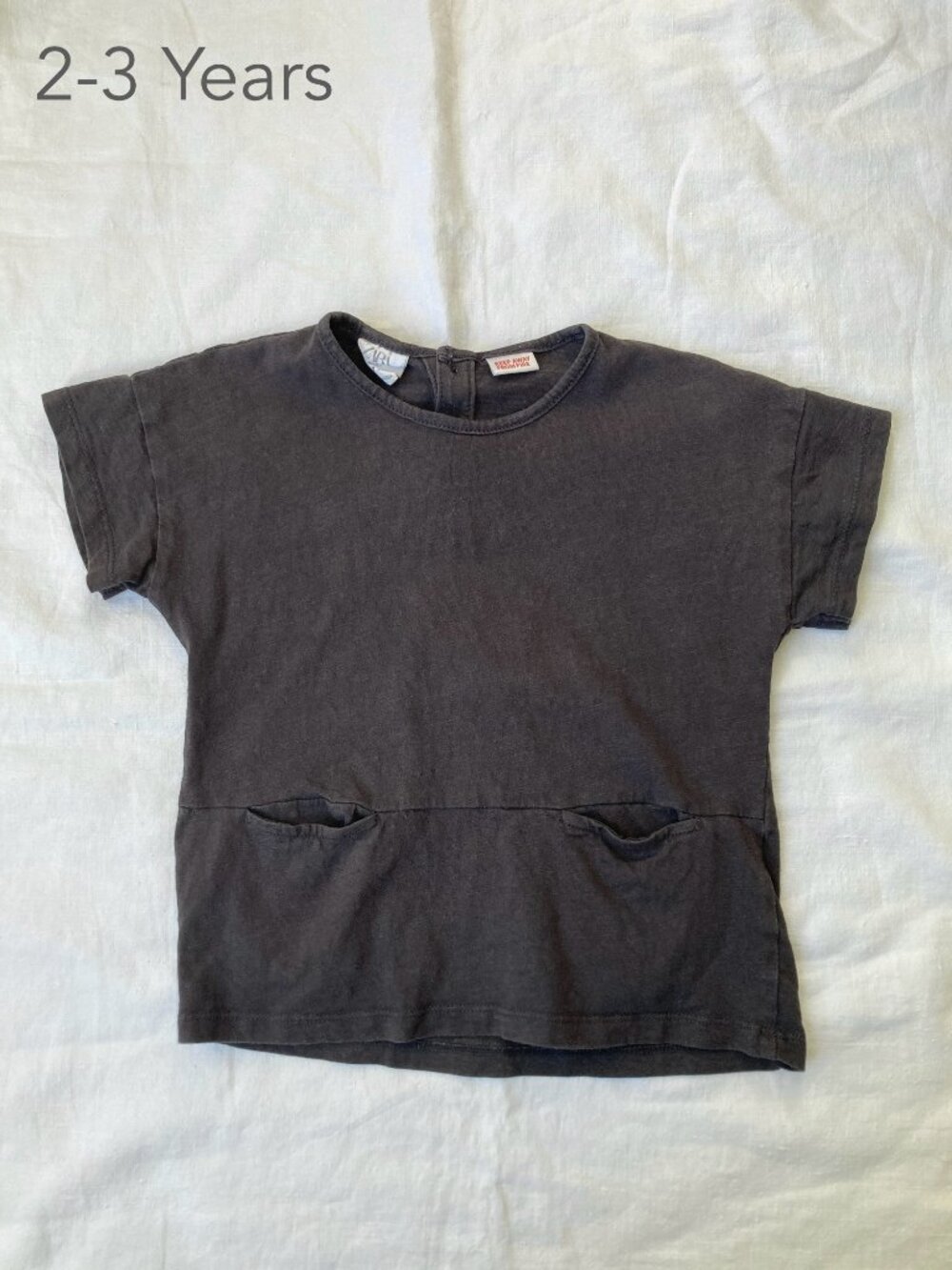 🪴5/$30 Zara 18-24 Months Toddler Grey T-Shirt Short Sleeve Tee